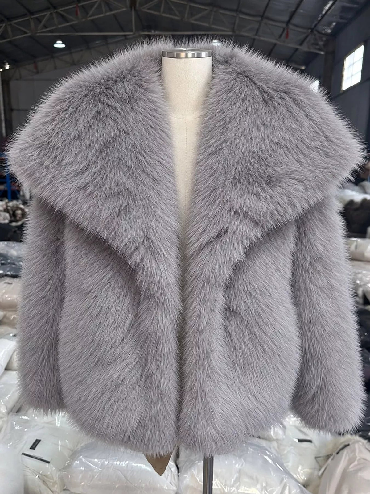Fox Fur Collar Winter Outerwear Trendsi