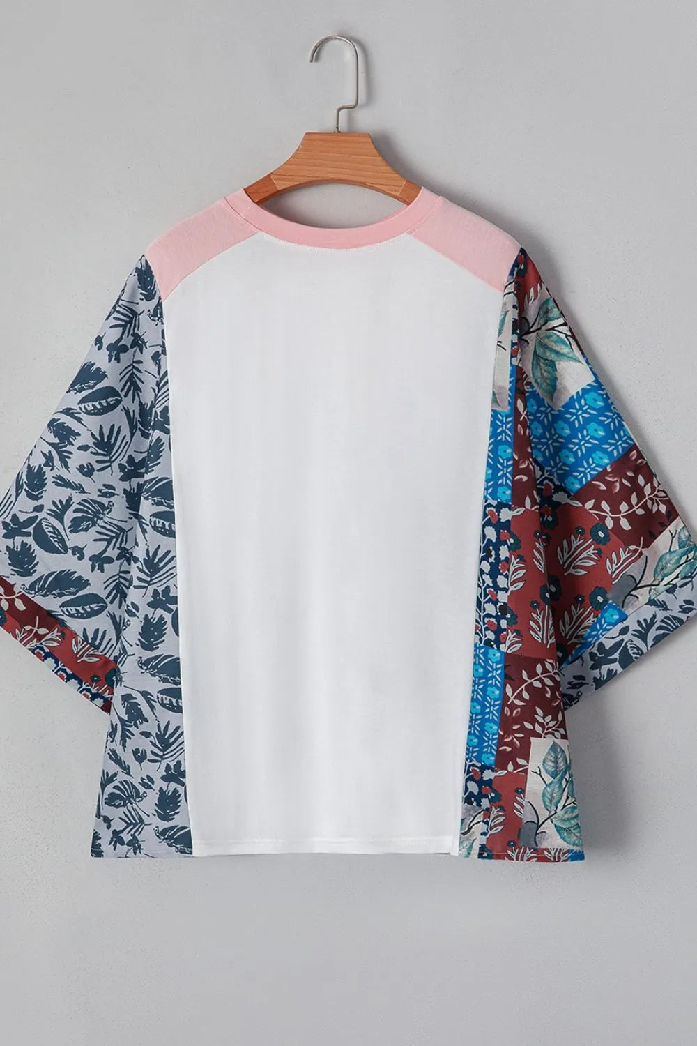 Peace Desert Graphic Asymmetric Printed Patchwork Sleeve Top