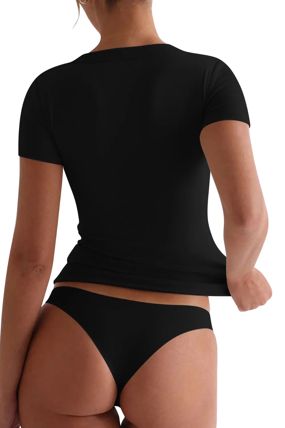 Lovelet Scoop Neck Short Sleeve T-Shirt Trendsi