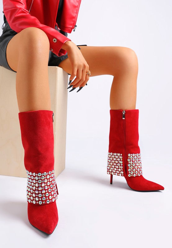 Basso Party Diamante Studded Stiletto Boots Rag Company