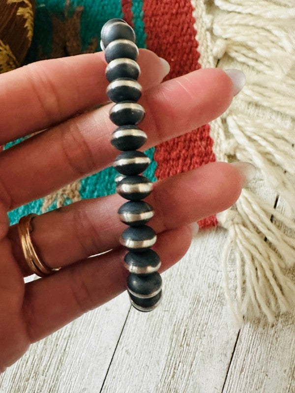 Handcrafted 9mm Saucer Sterling Silver Pearl Beade Nizhoni Traders LLC