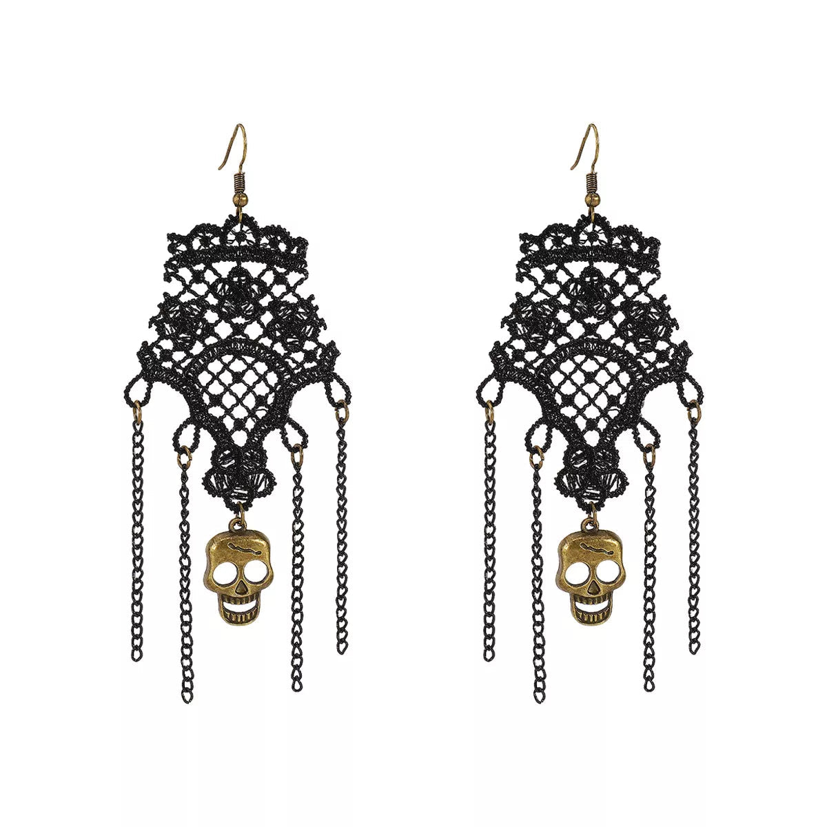 Halloween Lace Skull Necklace and Earrings Jewelry Set Trendsi