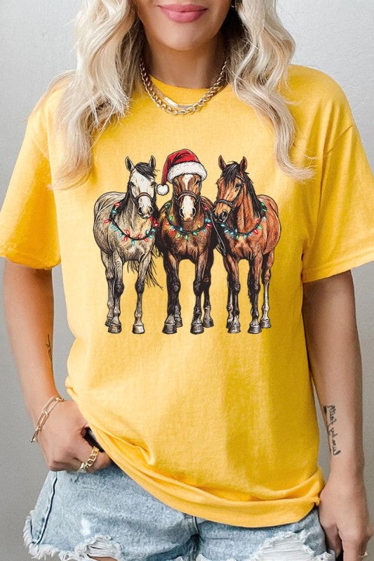 Christmas Horses Graphic Plus Heavy Cotton Tee Color Bear