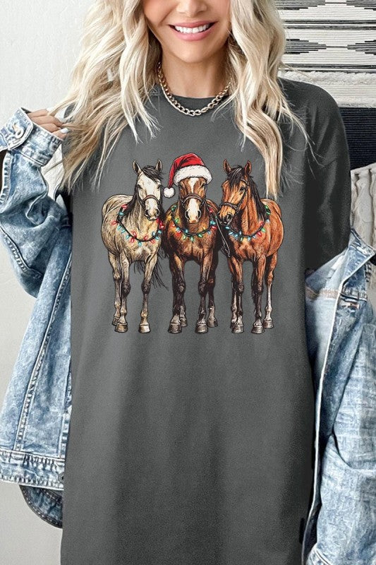 Christmas Horses Graphic Plus Heavy Cotton Tee Color Bear