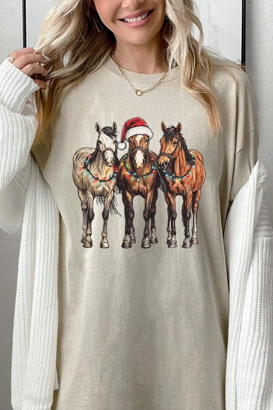 Christmas Horses Graphic Plus Heavy Cotton Tee Color Bear