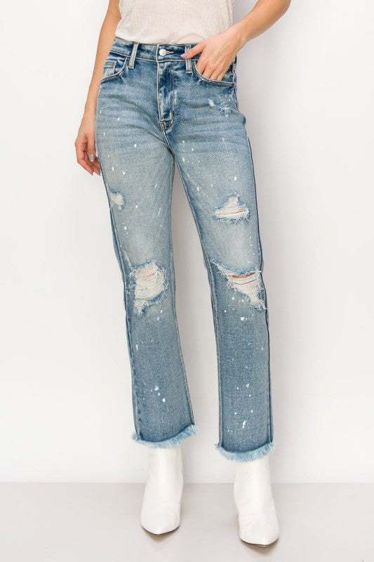 AT1050STM High Rise Distressed Straight Jeans Artemis Vintage