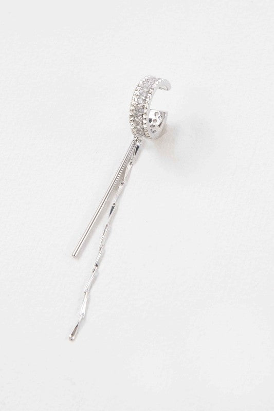 Drop the Bar Ear Cuff Earrings | Silver Lovoda
