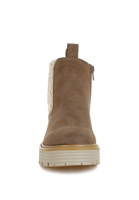 Mothman Faux Fur Detail Chunky Ankle Boots Luckygirlsclothingcompany.com