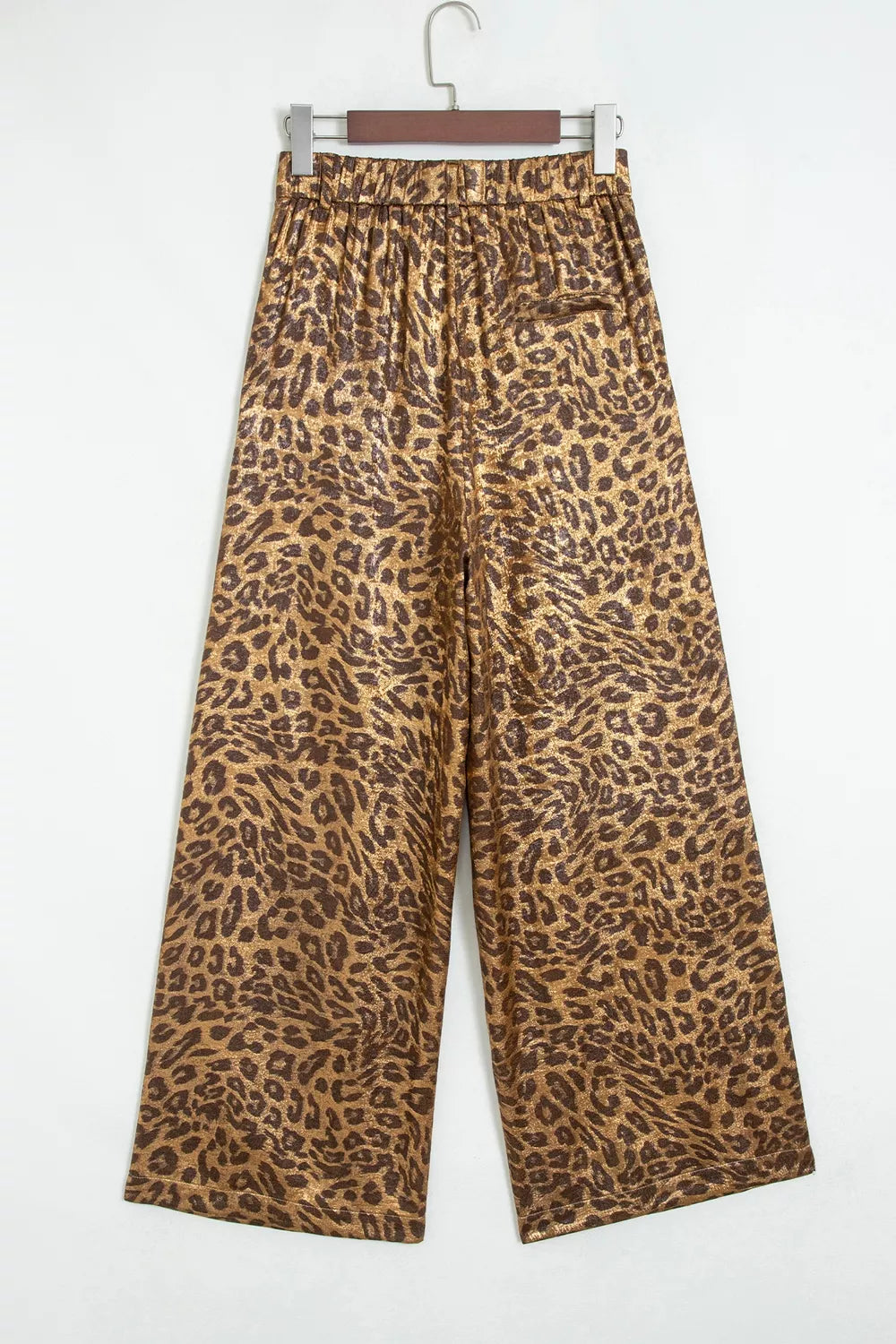 Multicolour Leopard Print Western Style Wide Leg Full Length Pants Trendsi