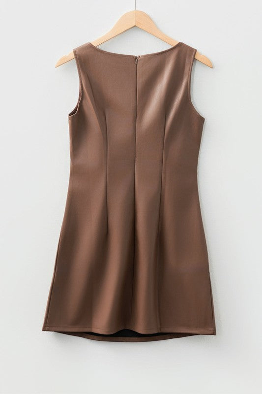 Vegan Leather Sleeveless Mini Dress JUNIPER BLVD