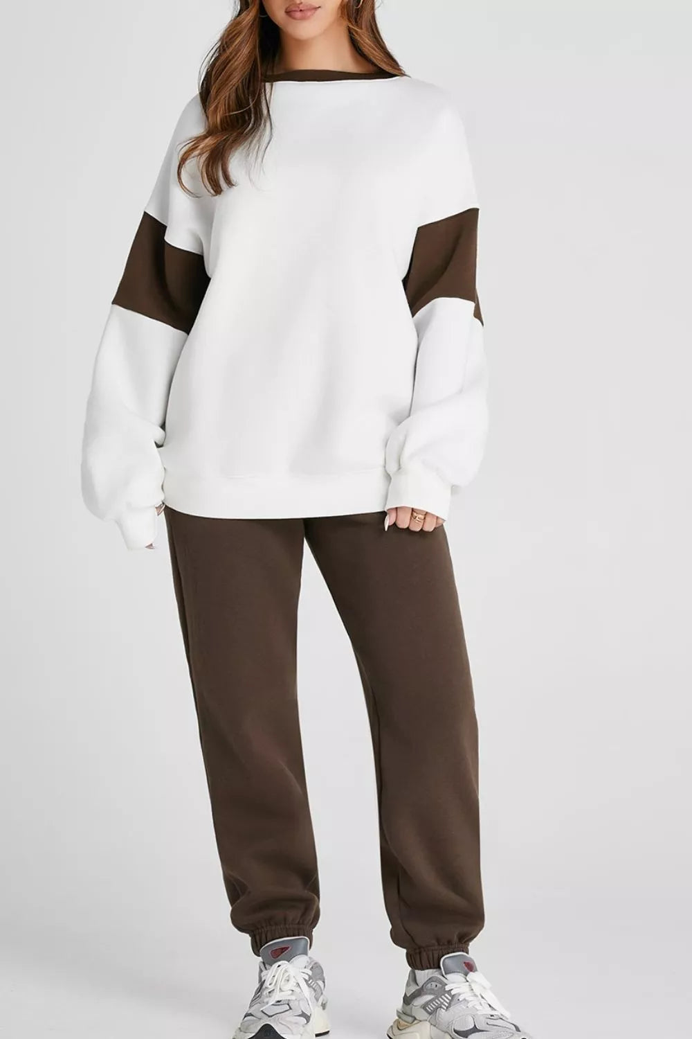 Drop Shoulder Loose Sweatshirt and Joggers Active Set Trendsi