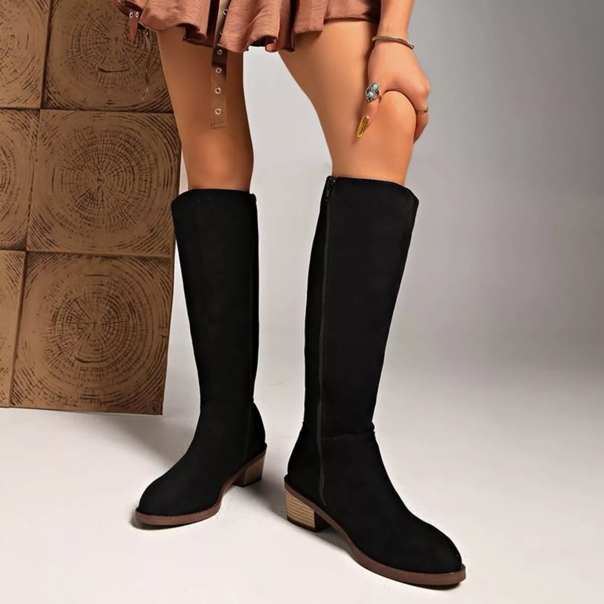 Knee-High Block Heel Boots Trendsi