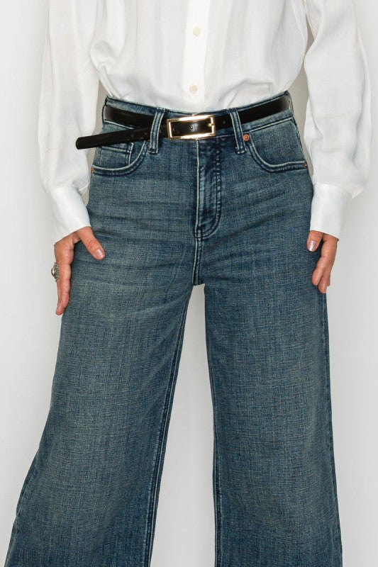 TUMMY CONTROL HIGH RISE CUFFED WIDE LEG JEANS Artemis Vintage