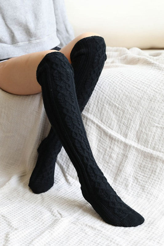 Knee High Cable Knit Socks Leto Accessories