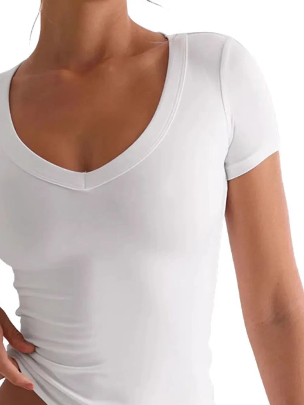 Lovelet Scoop Neck Short Sleeve T-Shirt Trendsi