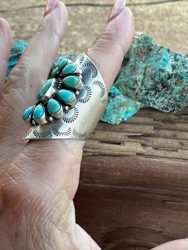 Handmade Emerald Valley Turquoise Cluster & Sterling Silver