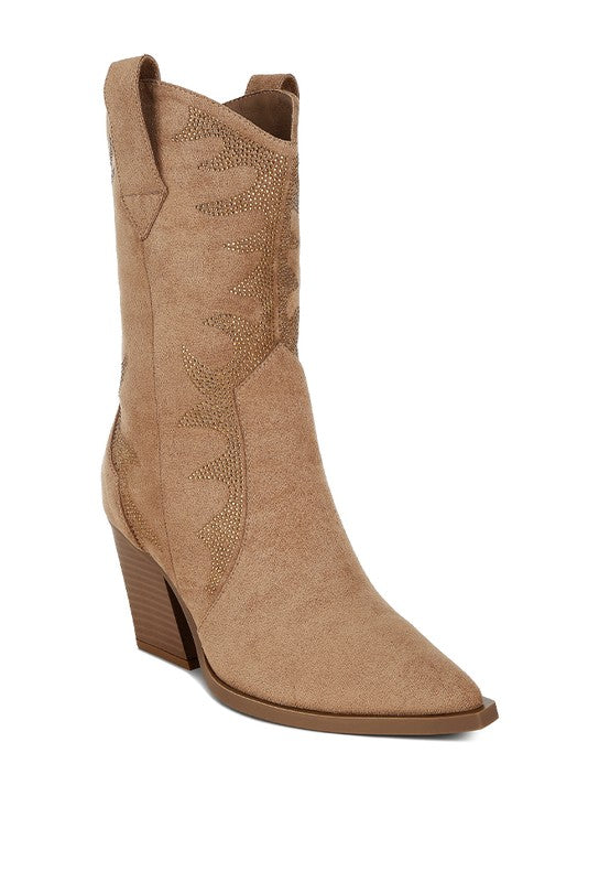 Rambler Rhinestones Embellished Calf Boots Luckygirlsclothingcompany.com