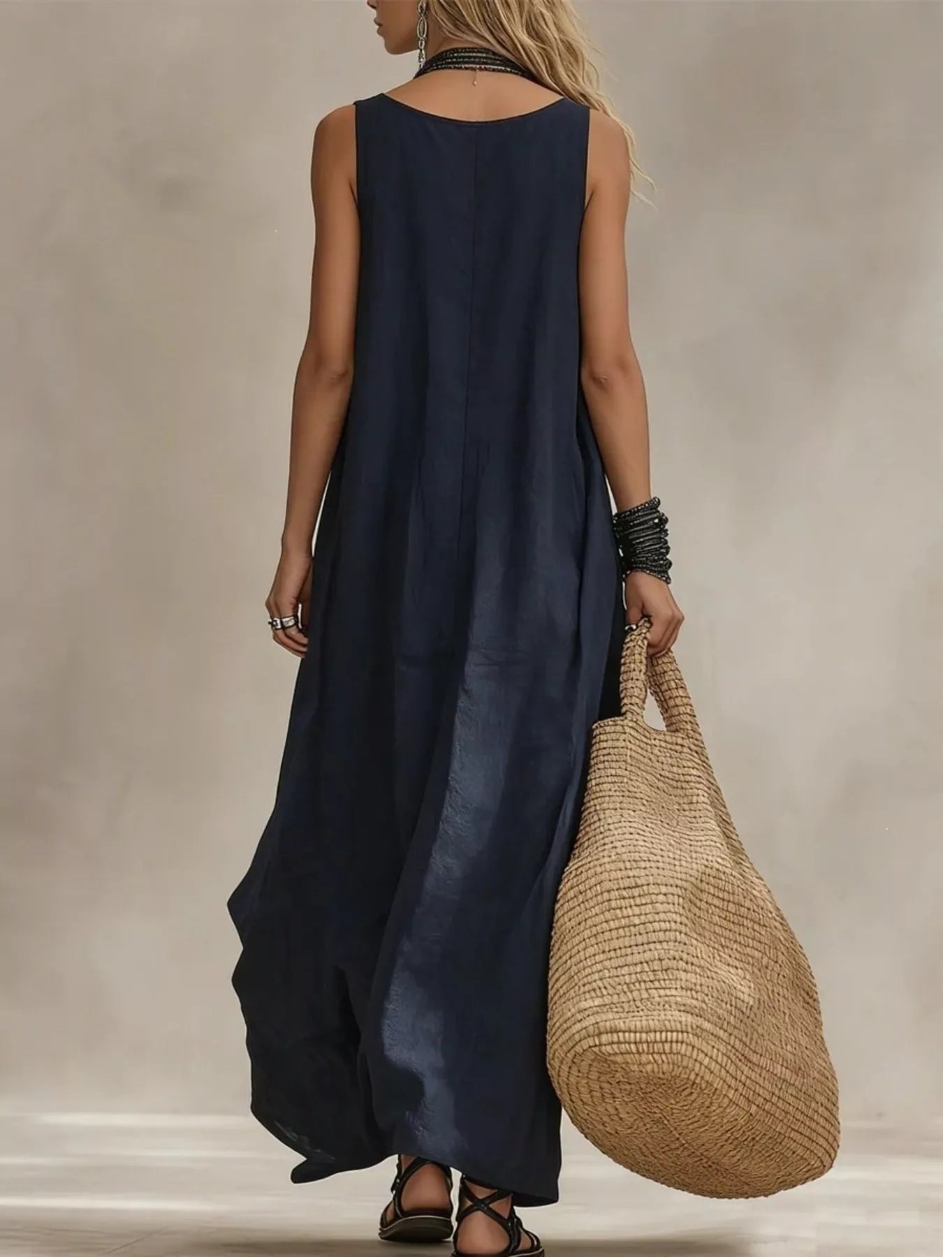 Full Size Scoop Neck Sleeveless Maxi Dress Plus Size Trendsi