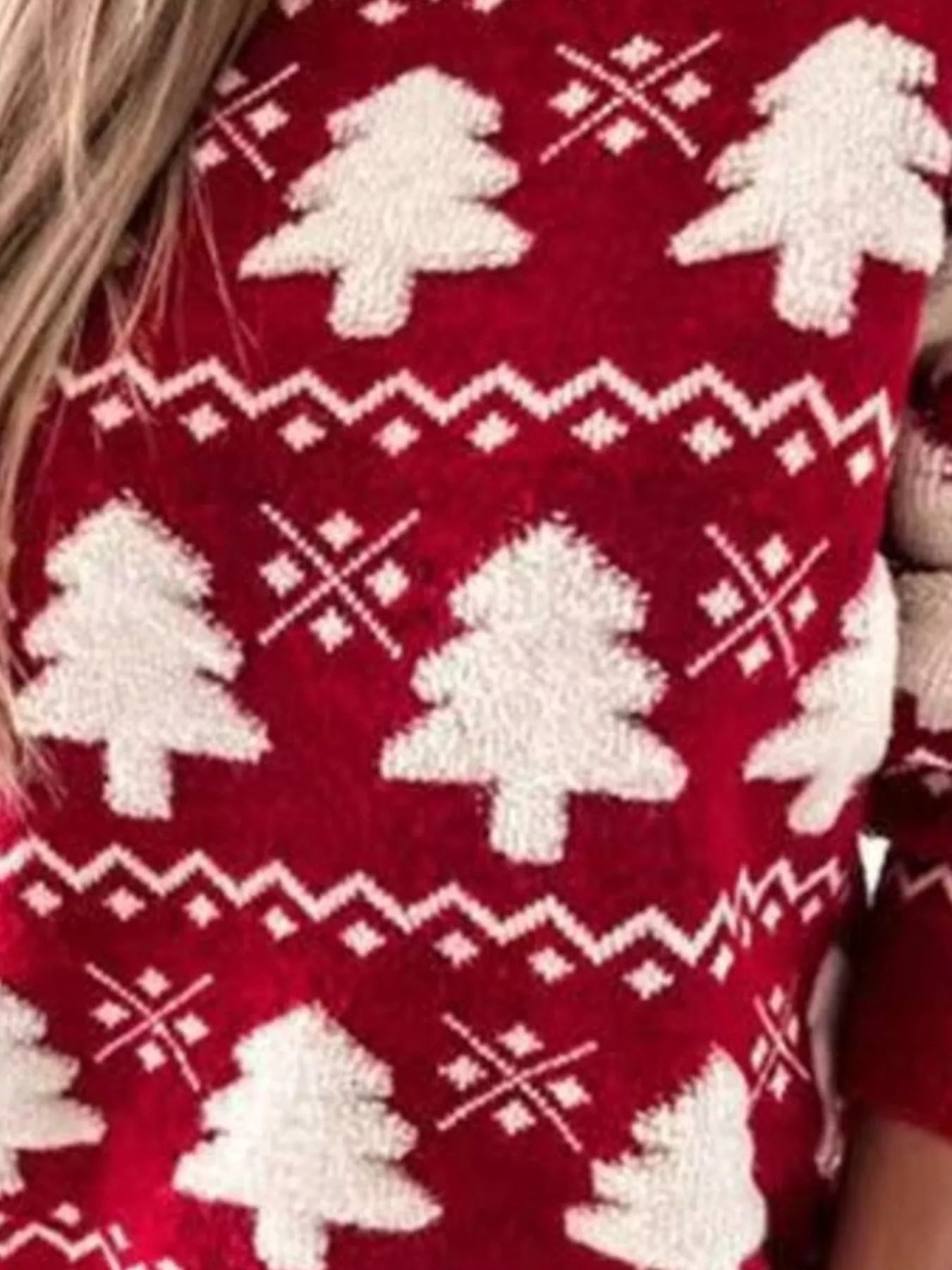 Christmas Tree Pattern Long Sleeve Sweater Trendsi