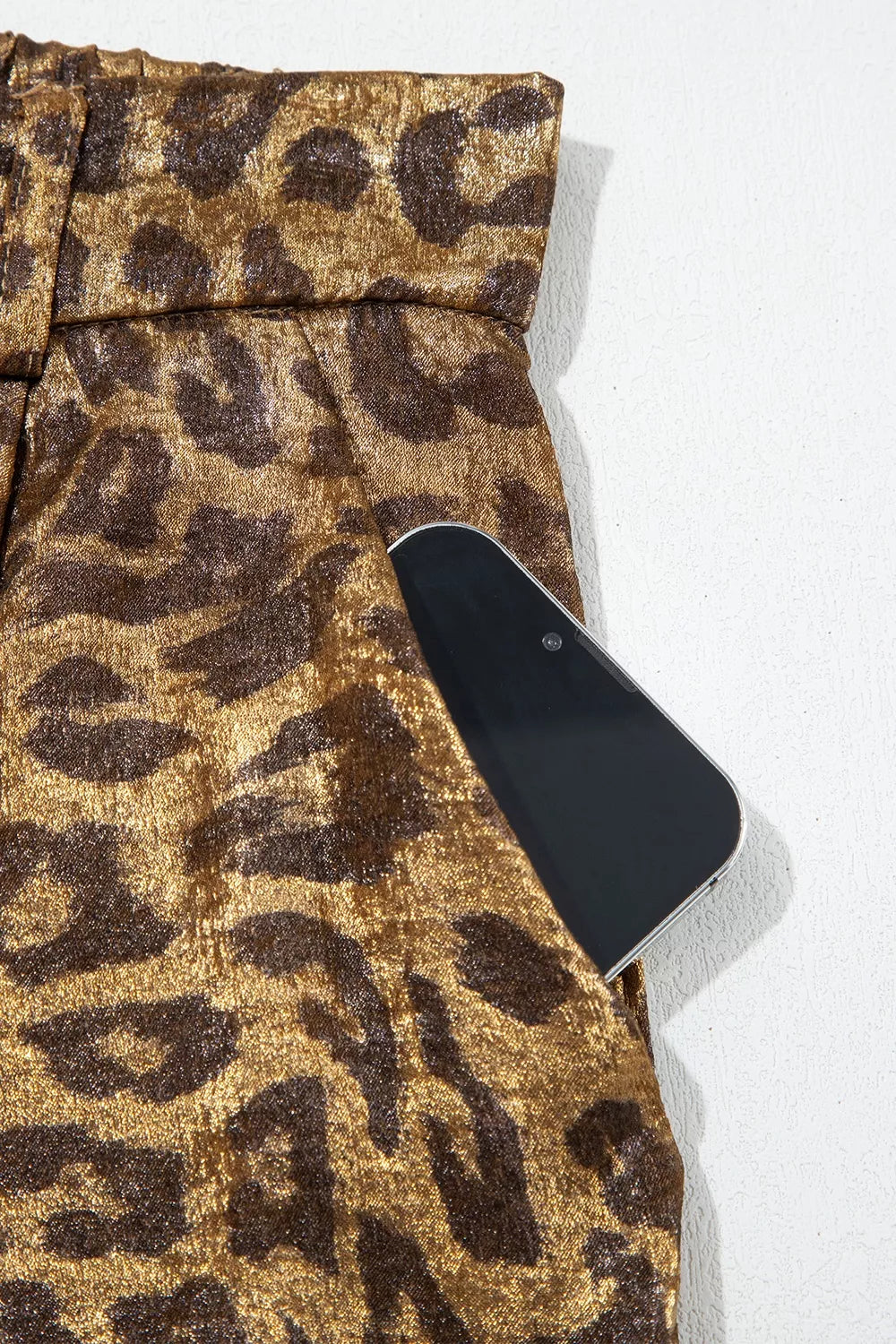 Multicolour Leopard Print Western Style Wide Leg Full Length Pants Trendsi