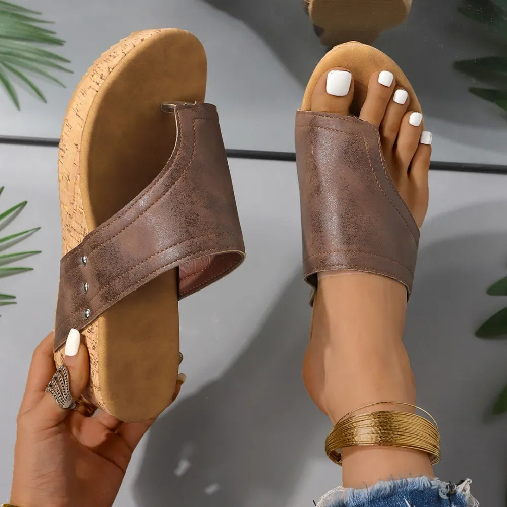 PU Leather Wedge Sandals Trendsi