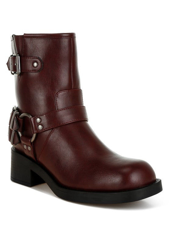 Caribou Harness Detail Biker Boots Rag Company