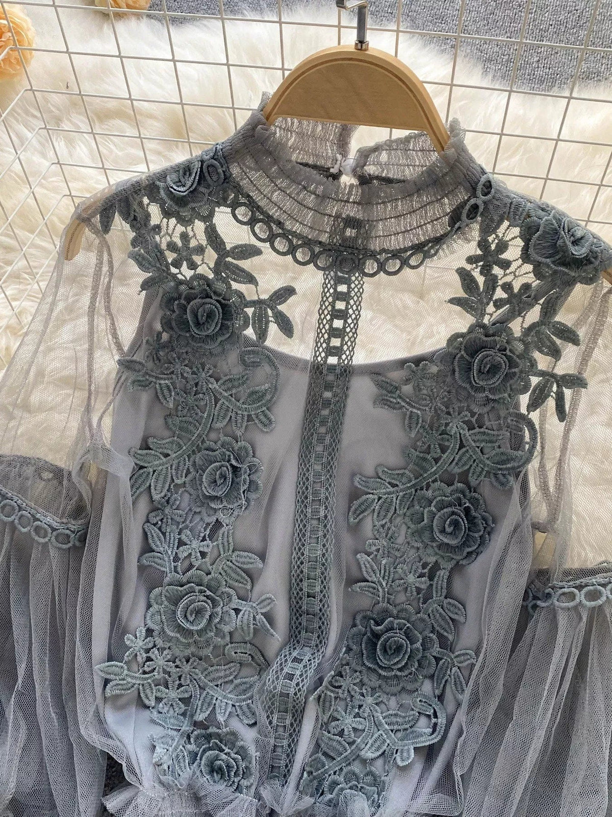 Floral Lace Blouse & Cami Set Trendsi