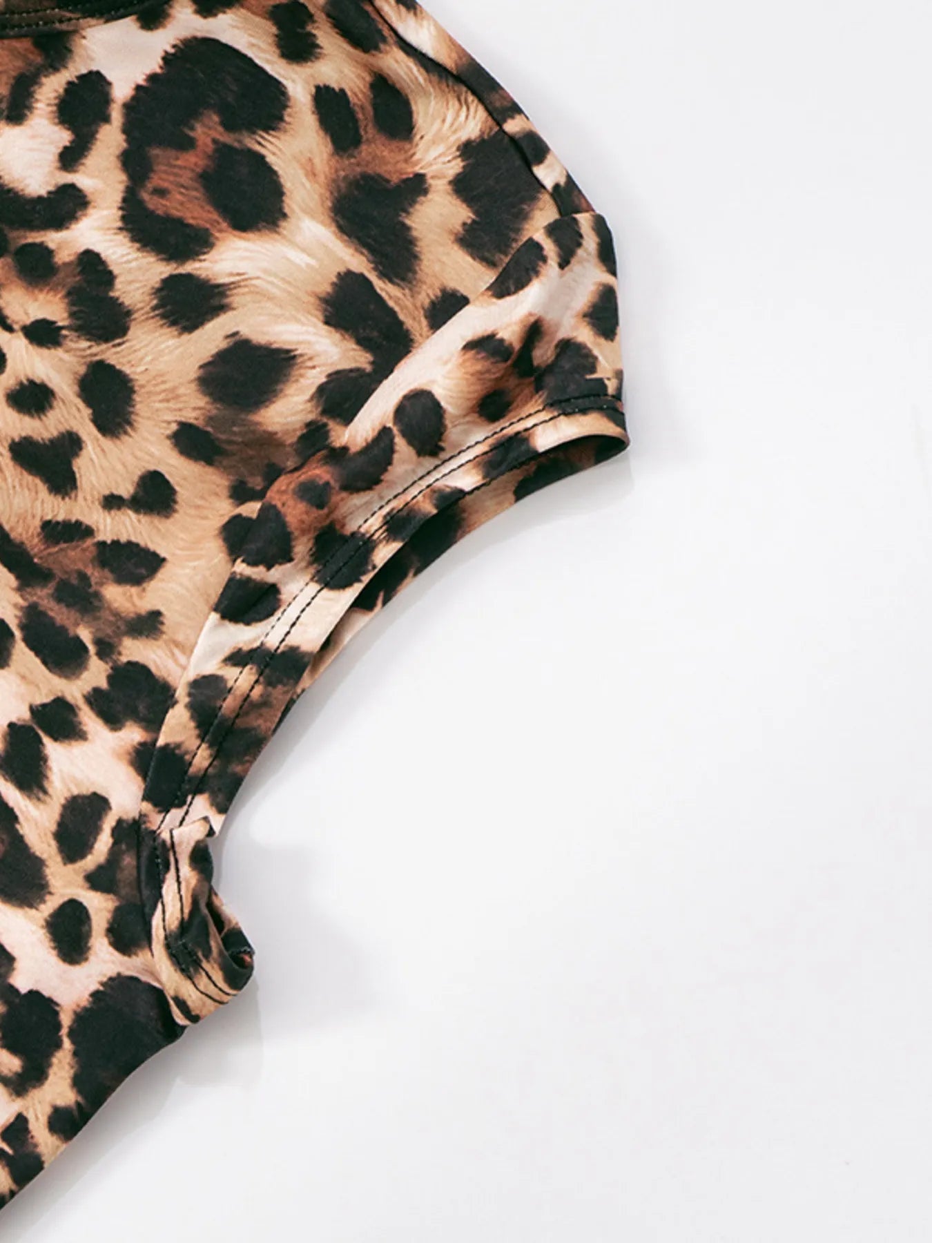 Leopard Print Notched Top and Shorts Set