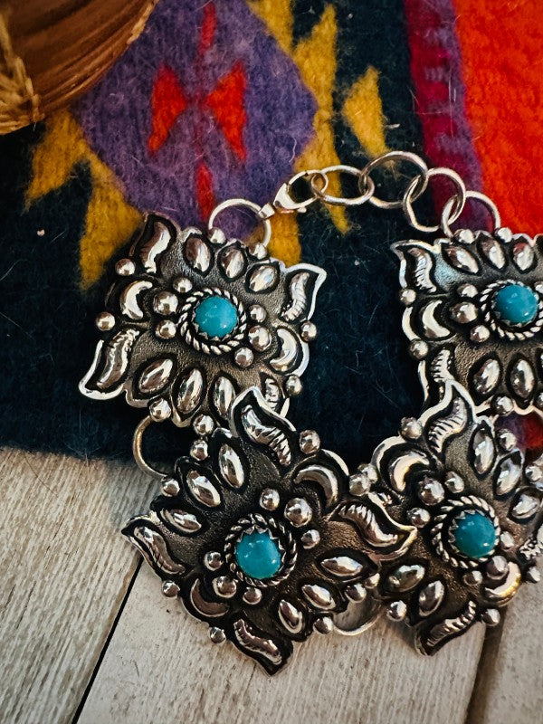 Navajo Turquoise & Sterling Silver Concho Link