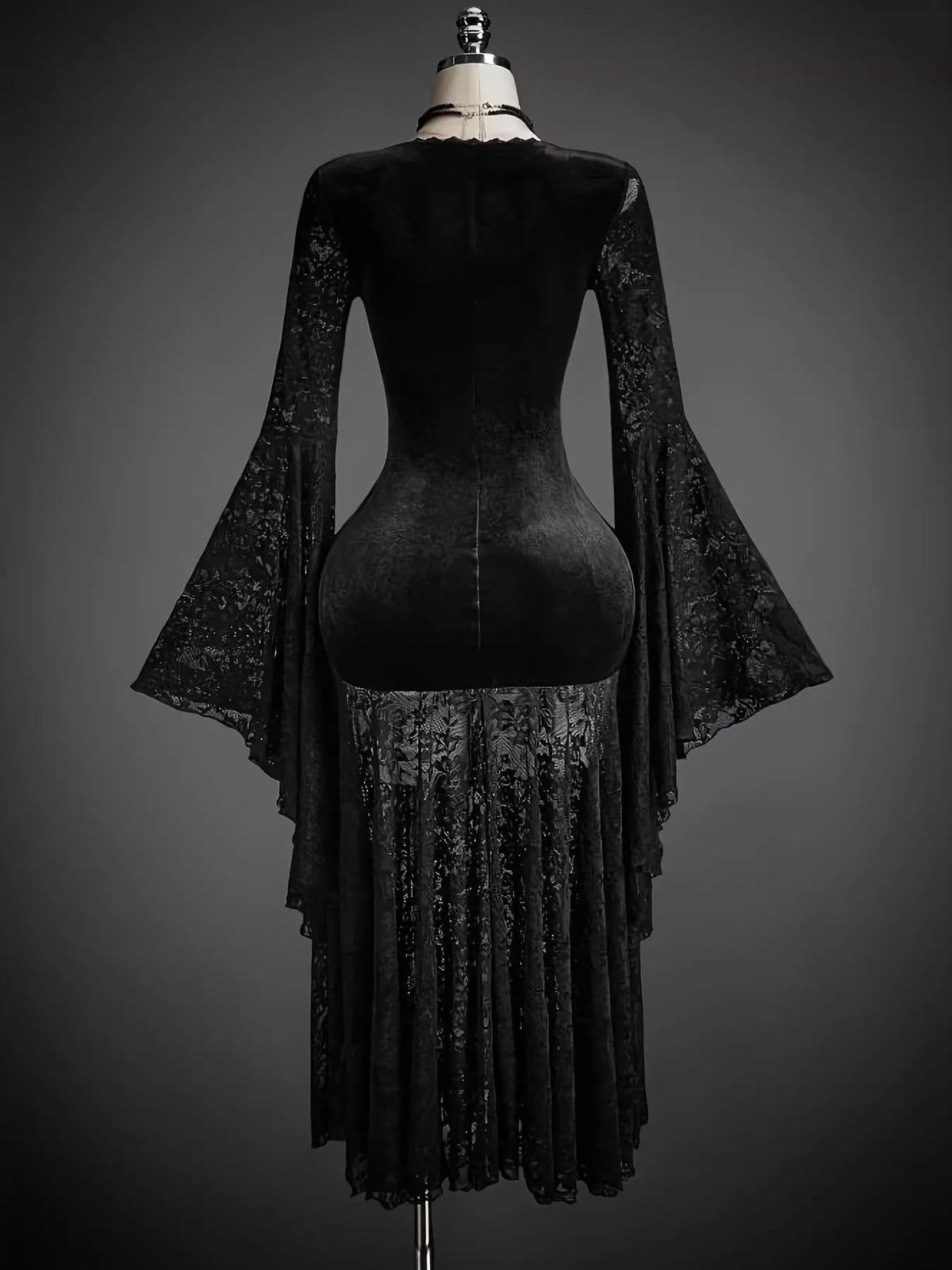 Lace V-Neck Flare Sleeve Dress Trendsi