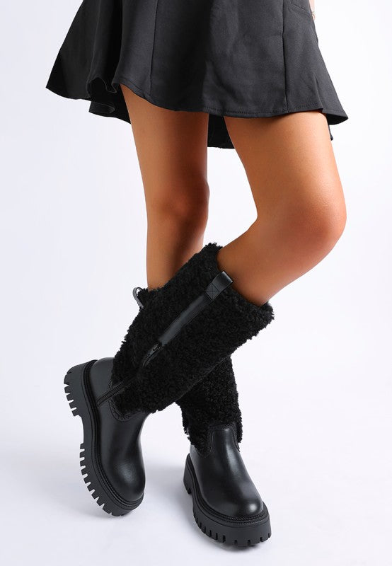 Lapland Fur Detail Calf Length Boots