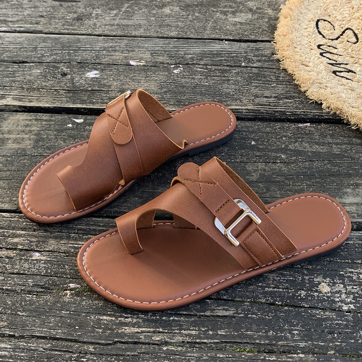 Toe Loop Buckle Decor Sandals Trendsi