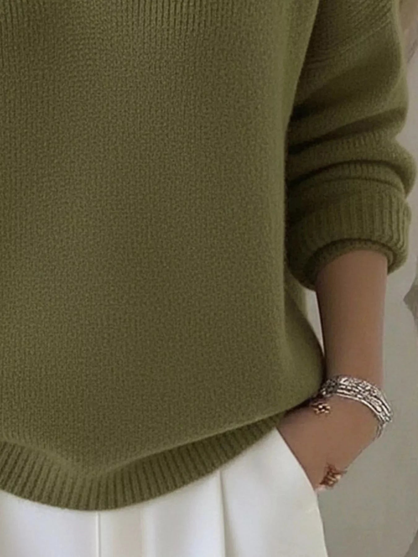 Full Size V-Neck Long Sleeve Sweater Plus Size