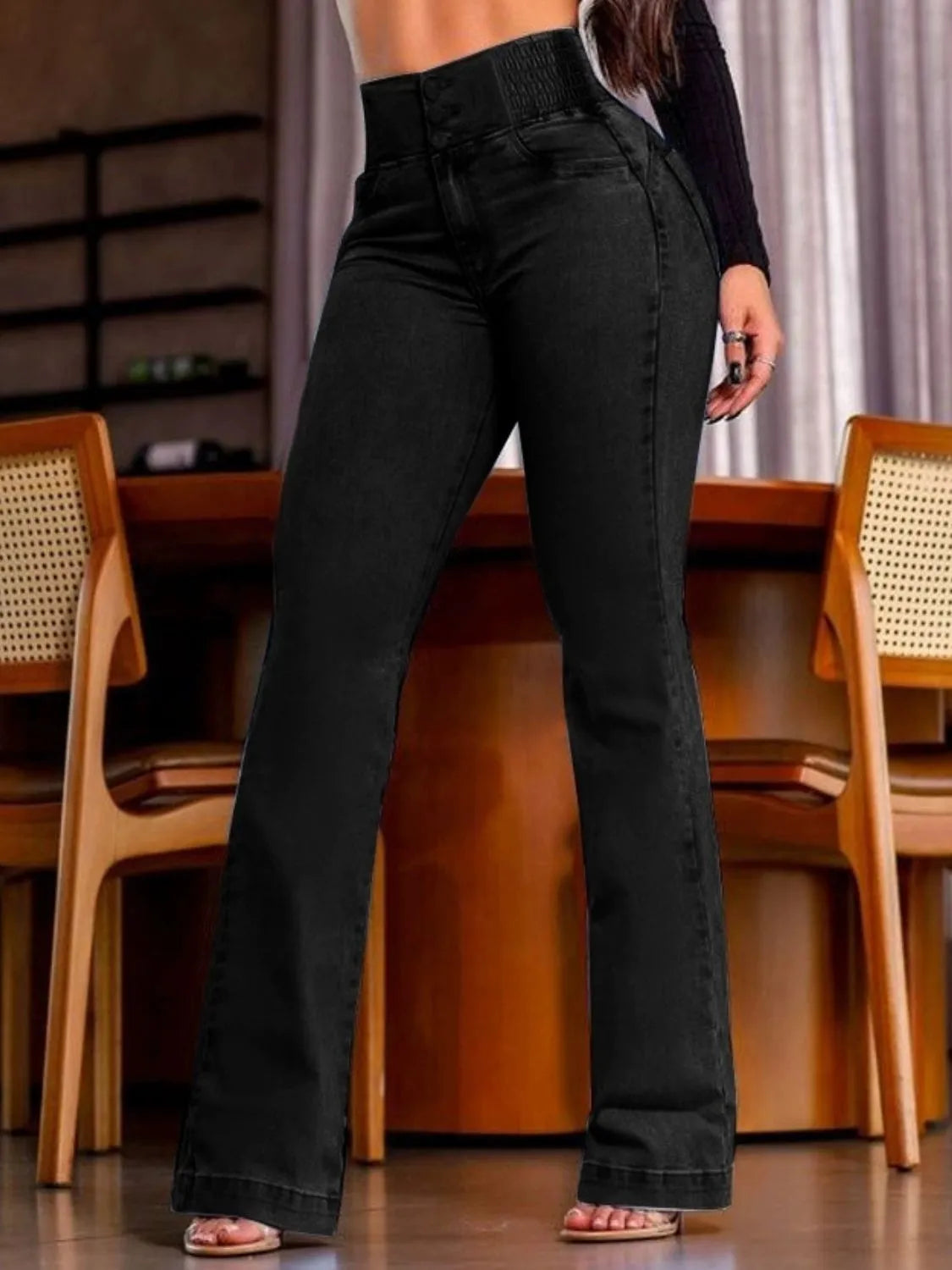 High Rise Bootcut Jeans Trendsi