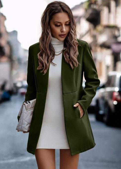 Women's Stand Collar Wool Blend Coat