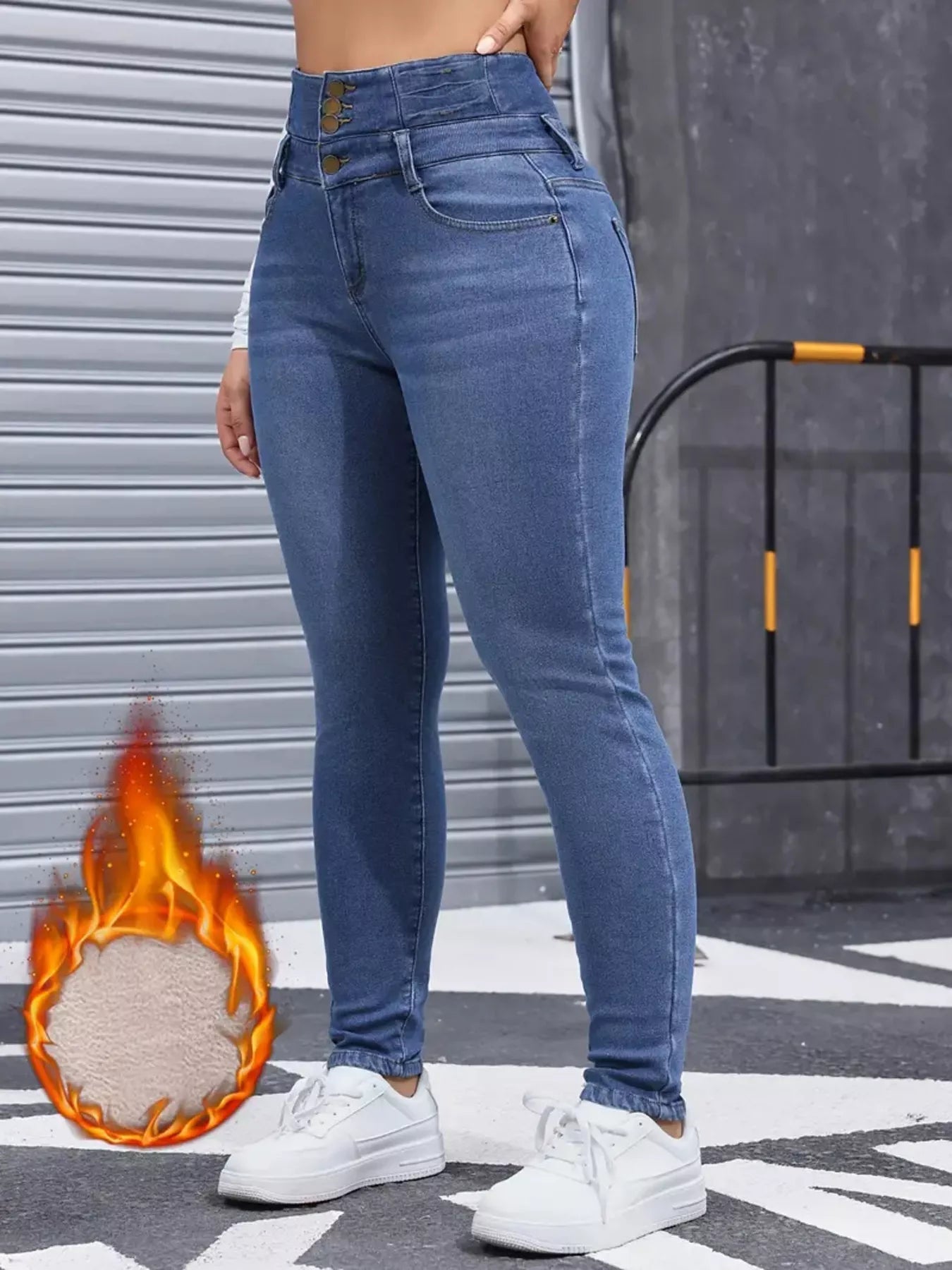 High Waist Button Fly Skinny Jeans Trendsi