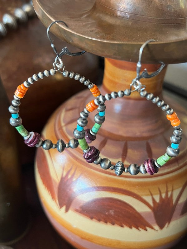 Handcrafted Electric Rainbow 2 Inch Sterling Silve Nizhoni Traders LLC