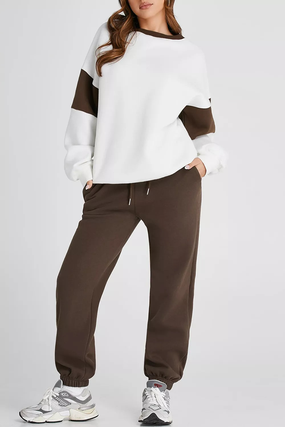 Drop Shoulder Loose Sweatshirt and Joggers Active Set Trendsi