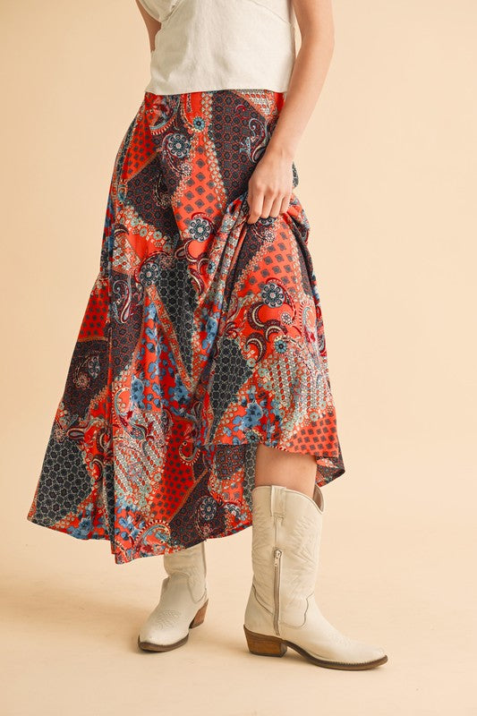 Aemi + Co Printed Maxi Skirt Trendsi