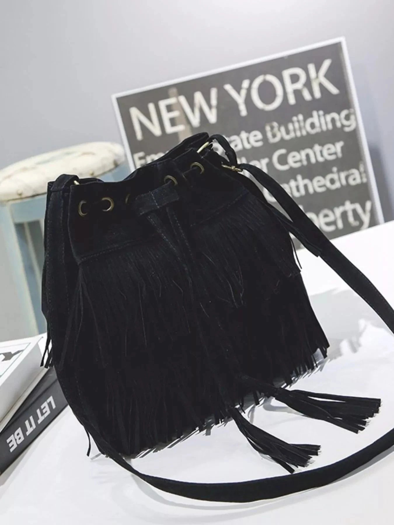 Fringe Drawstring Crossbody Bag Trendsi