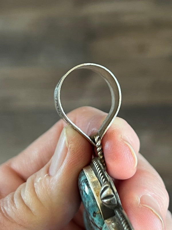 Apache Made Sterling Silver and Egyptian Turquoise Nizhoni Traders LLC