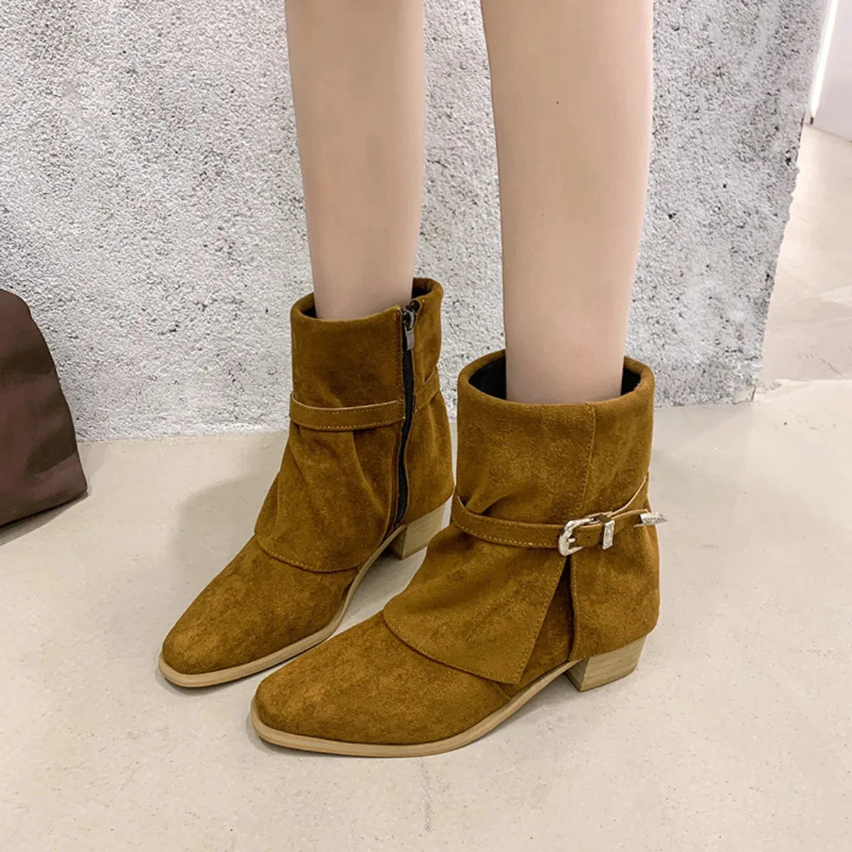 Point Toe Block Heels Boots Trendsi