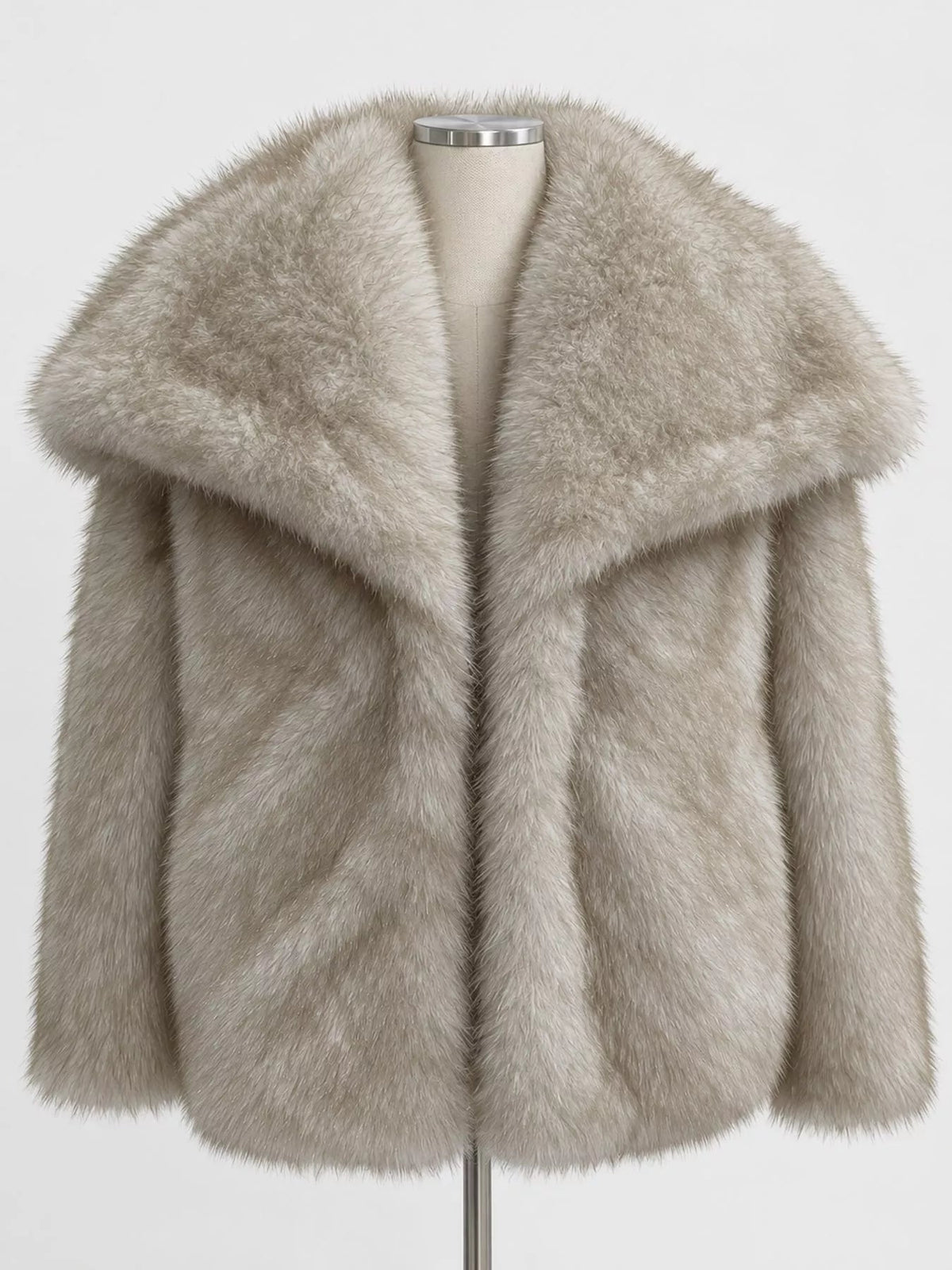 Fox Fur Collar Winter Outerwear Trendsi