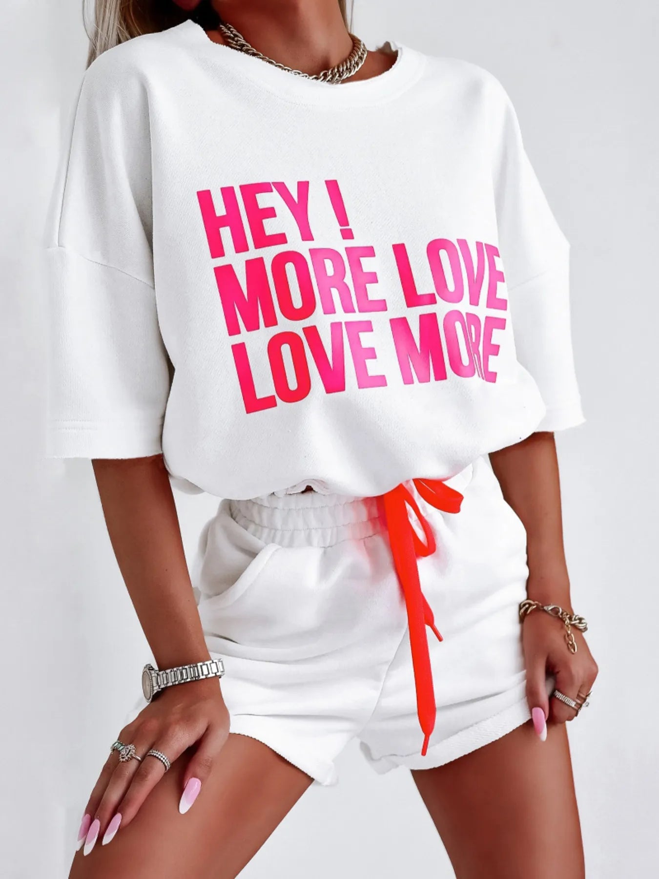 Letter Graphic Top and Shorts Set Trendsi