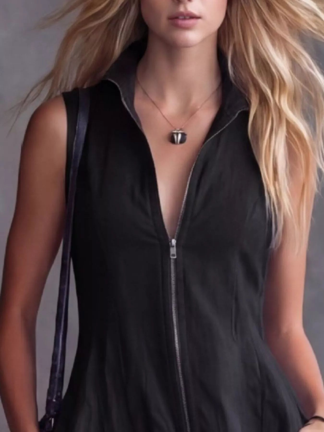 Full Size High-Low Ruffled Zip Front Dress Plus Size Trendsi