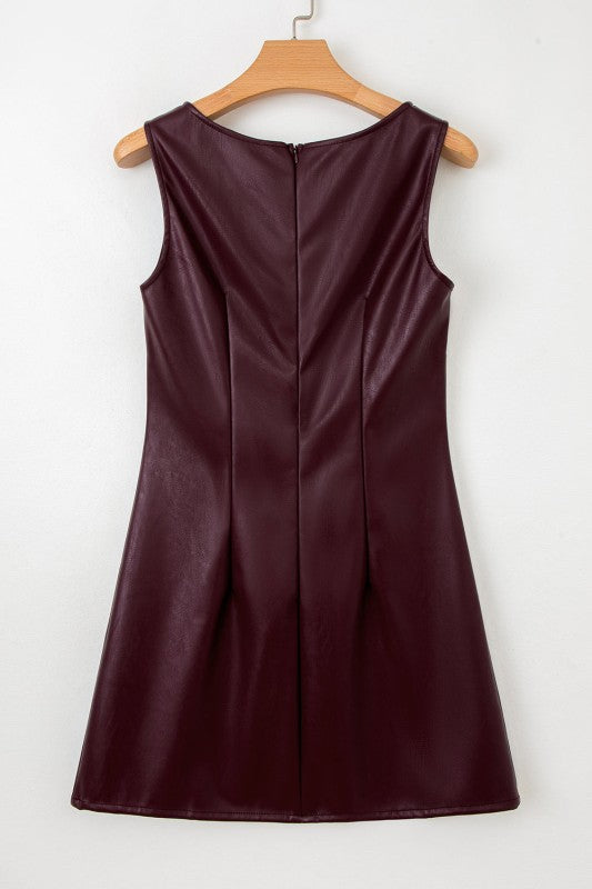 Vegan Leather Sleeveless Mini Dress JUNIPER BLVD