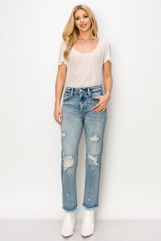AT1050STM High Rise Distressed Straight Jeans Artemis Vintage