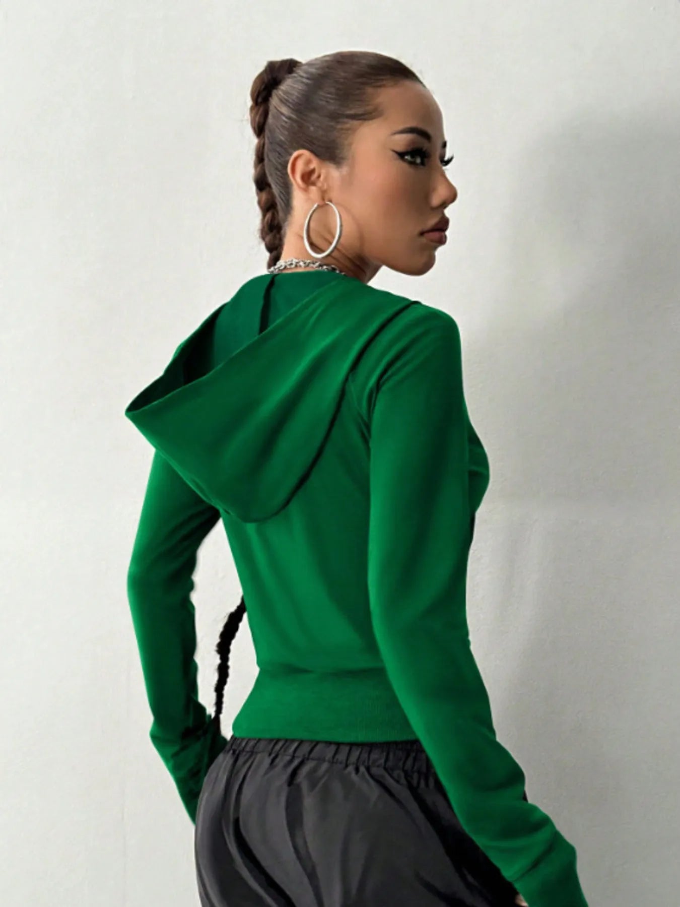 Zip-Up Long Sleeve Hoodie Trendsi