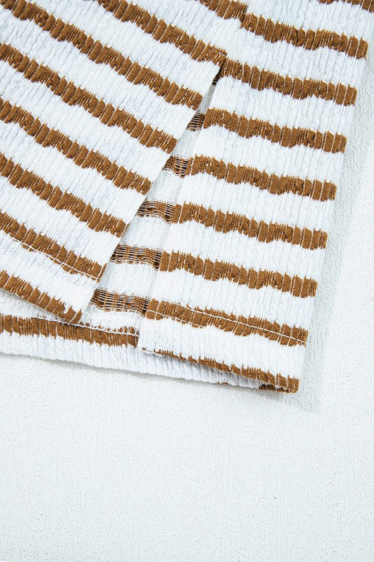 Plus Size Stripe V-Neck Pullover and Drawstring Pa JUNIPER BLVD