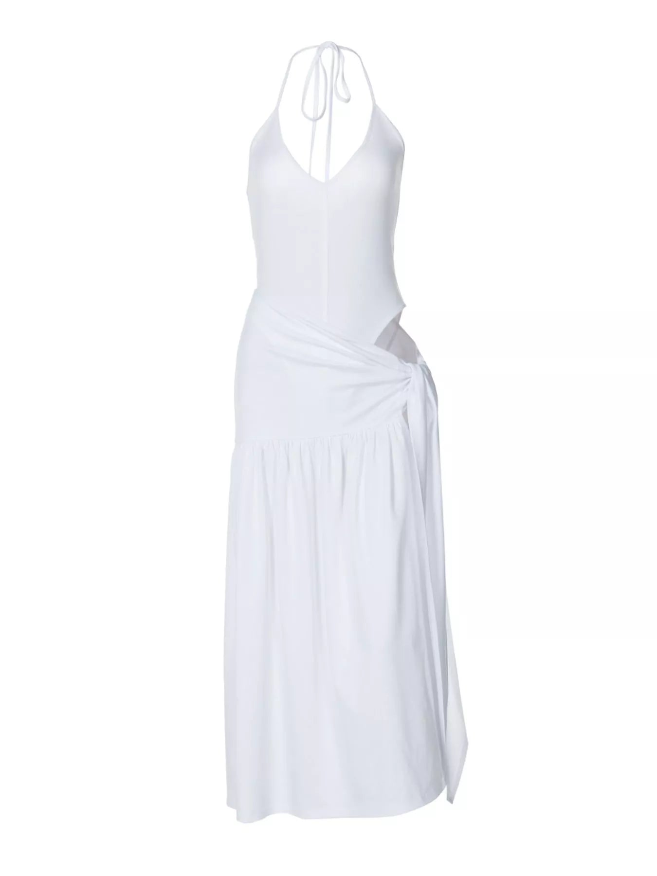 Halter Neck Ruched Bodysuit and Maxi Skirt Set Trendsi